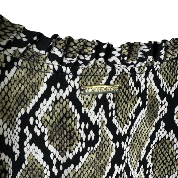 Michael Kors 3X Plus Olive Green Snake Print Midi Stretch Dress Sleeveless Vneck - Picture 8 of 12